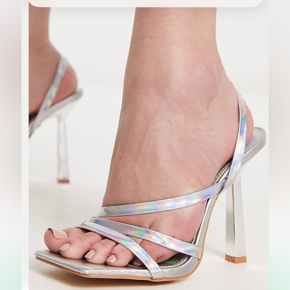 Sling back iridescent sandals